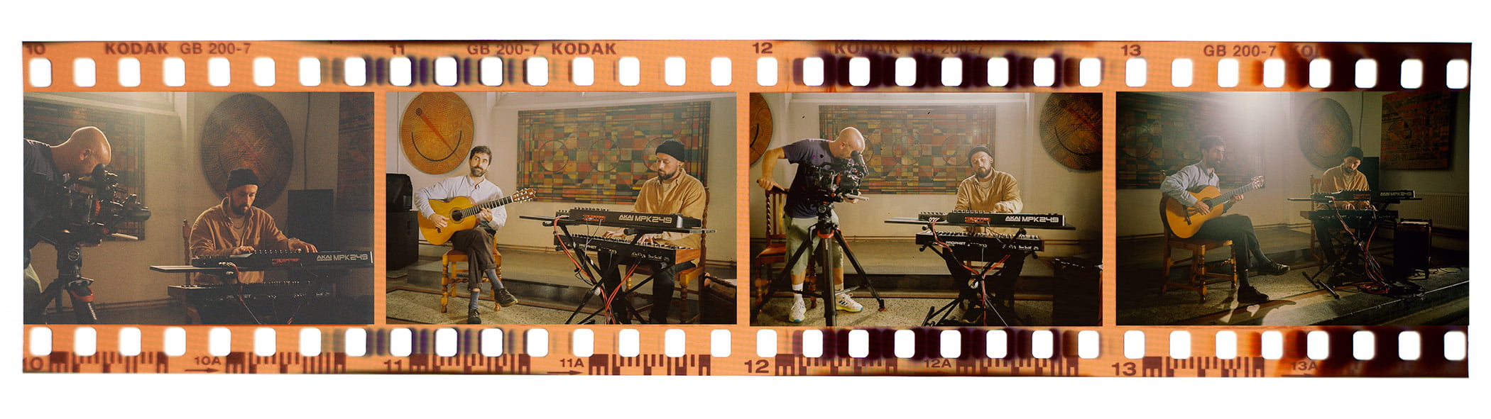 Negative strip featuring images of the Four Foot Away music video